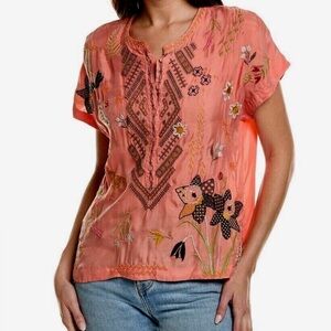 New Johnny Was Biya Perla Embroidered Blouse Small